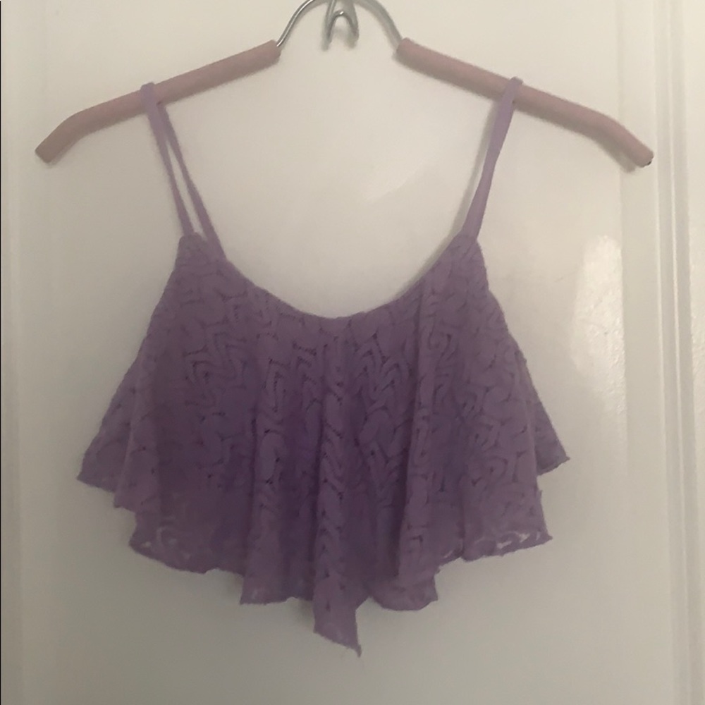 Lavender Ruffled Crop Top - Picture 2 of 5